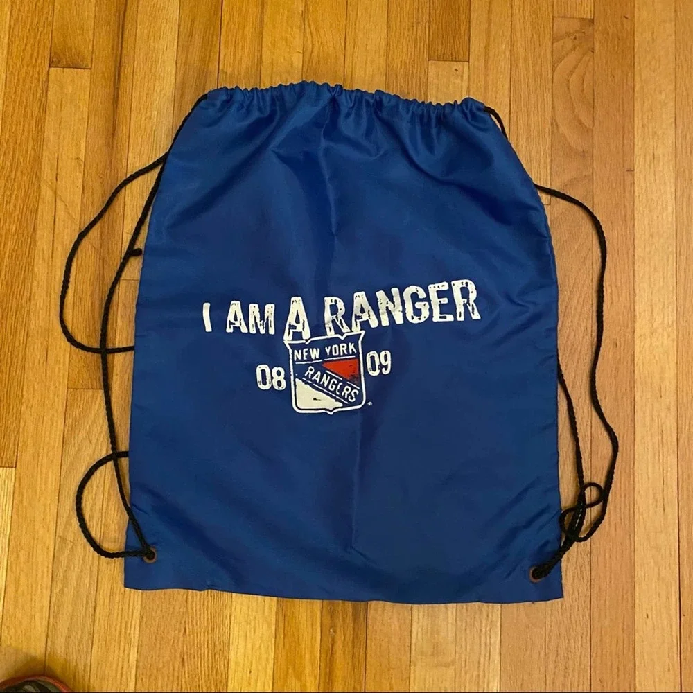 New York Rangers Drawstring Bag Backpack Gym Pouch Blue Red NHL Hockey